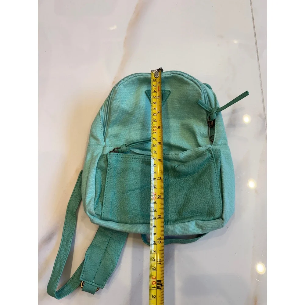 Guess Mint Green Canvas and Faux Leather Mini Backpack Bag
